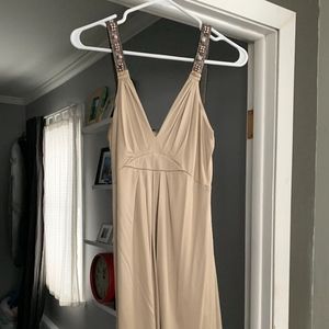 Embellished strap silk gold dress